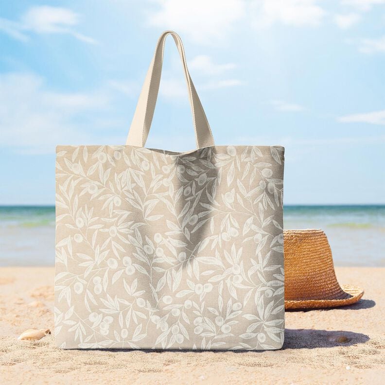 Coton enduit Jacquard tissu enduit motif olives – nature/beige clair,  image number 6