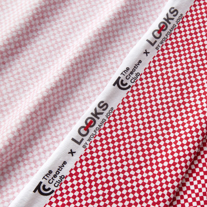 GOTS Jersey coton Mini-carreaux | TCC x LOOKS by Wolfgang Joop – rouge/blanc,  image number 4