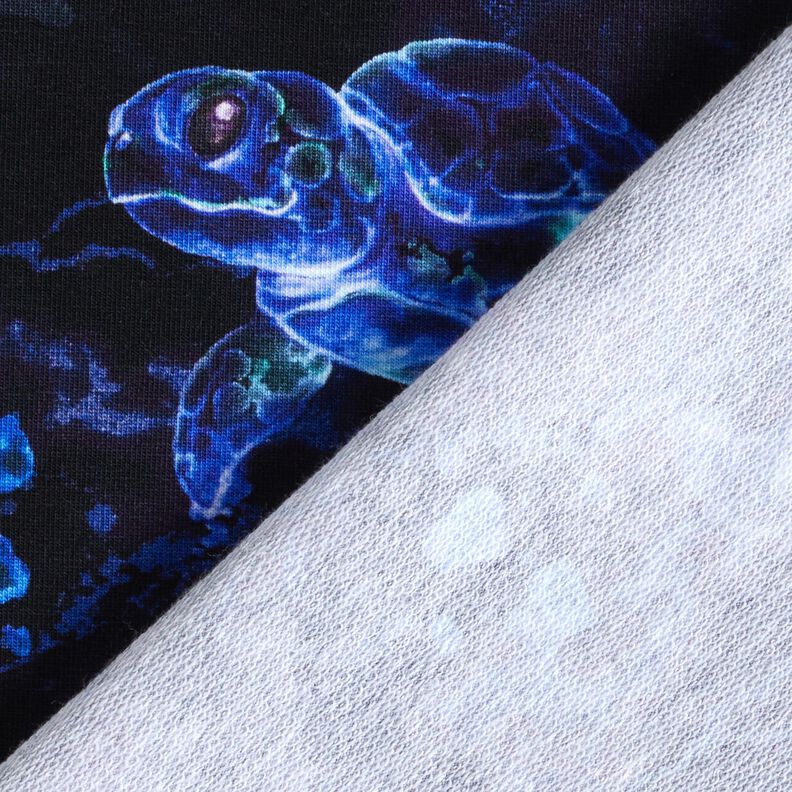 French Terry Sweat d’été Tortues | Glitzerpüppi – bleu noir/bleu roi,  image number 4