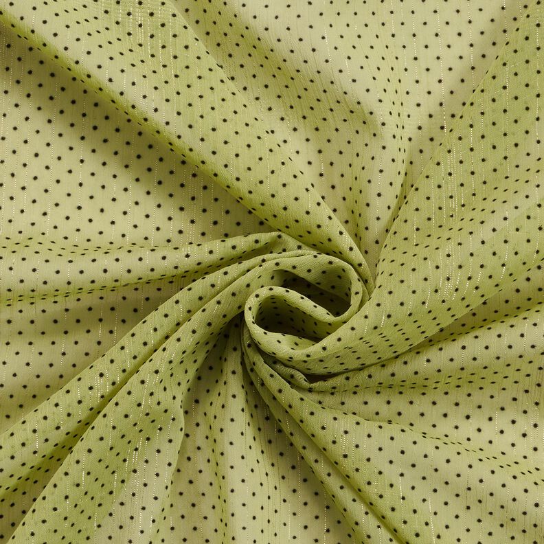 Mousseline Rayures et pois pailletés – olive clair, image number 3