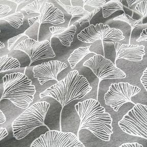 Tissu de décoration Jacquard grand ginkgo – granit/ivoire, 