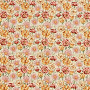 Tissu de décoration Gobelin Fleurs des champs – beige clair/carmin, 