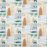 Tissu de décoration Semi-panama Collage vacances à la plage – beige clair/eucalyptus,  thumbnail number 1