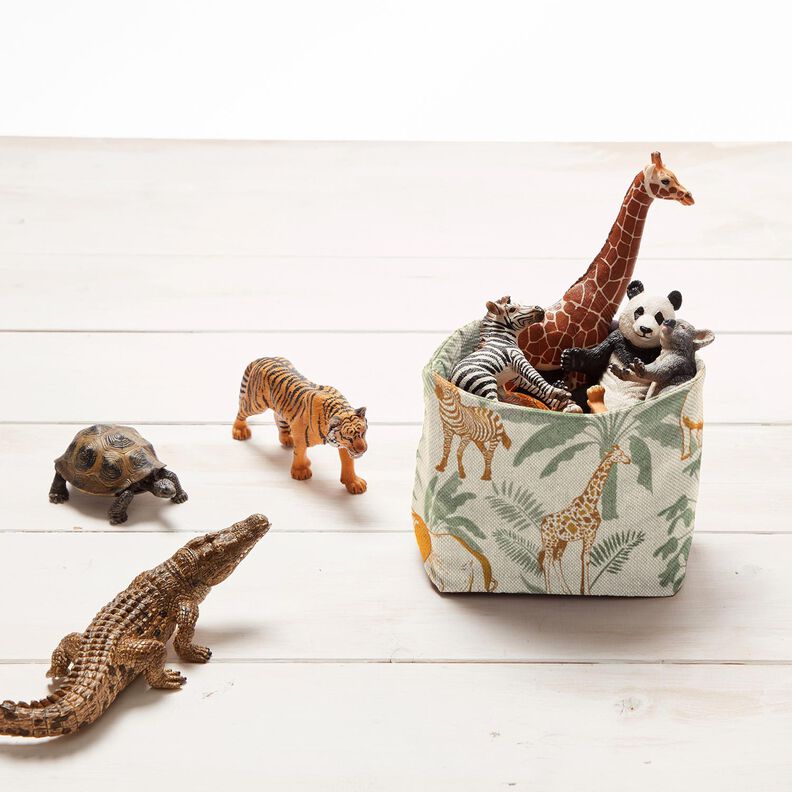 Tissu de décoration Semi-panama Animaux de la jungle – nature/caramel, image number 5