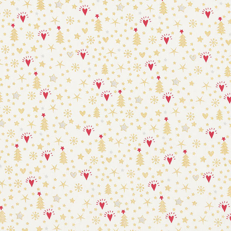 Tissu en coton Popeline Cœurs et étoiles – écru/or, image number 1