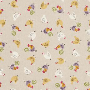 Tissu de décoration Semi-panama Petites poules – nature/blanc, 