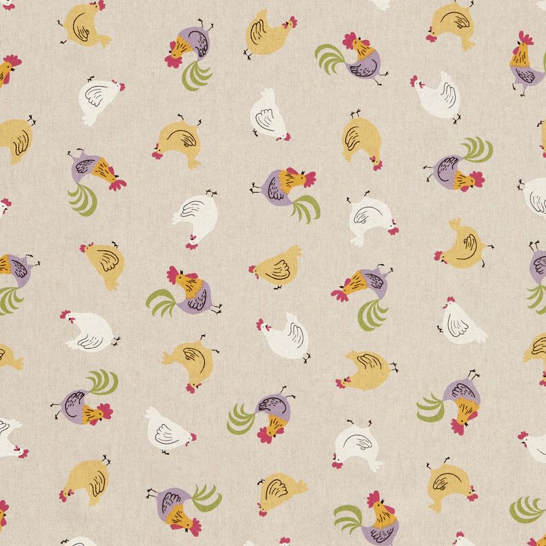 Tissu de décoration Semi-panama Petites poules – nature/blanc,  image number 1