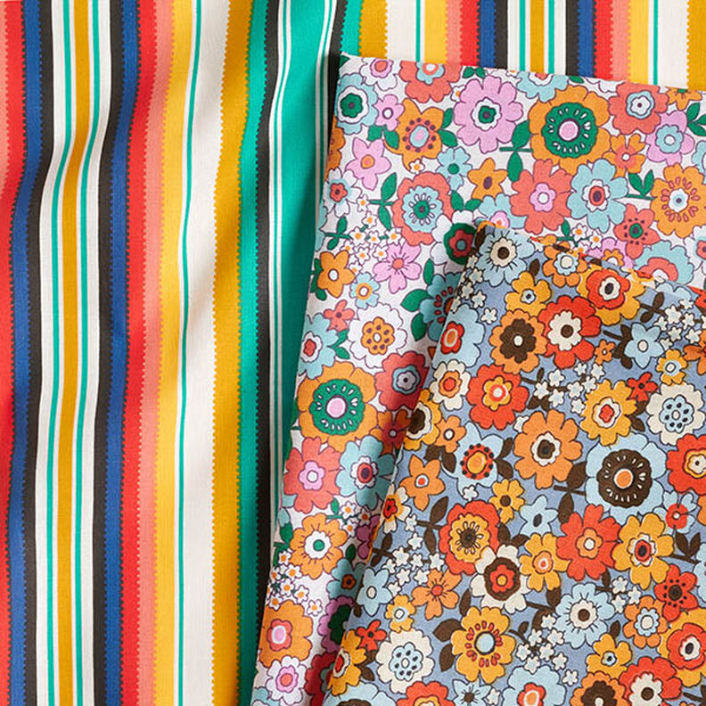 Tissu en coton Cretonne Fleurs multicolores – blanc/orange clair,  image number 5