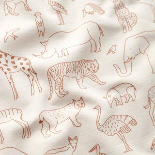 French Terry Sweat d’été Animaux de safari en dessin – beige clair, 