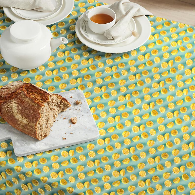 Tissu en coton Popeline citrons frais – eucalyptus/jaune citron,  image number 7