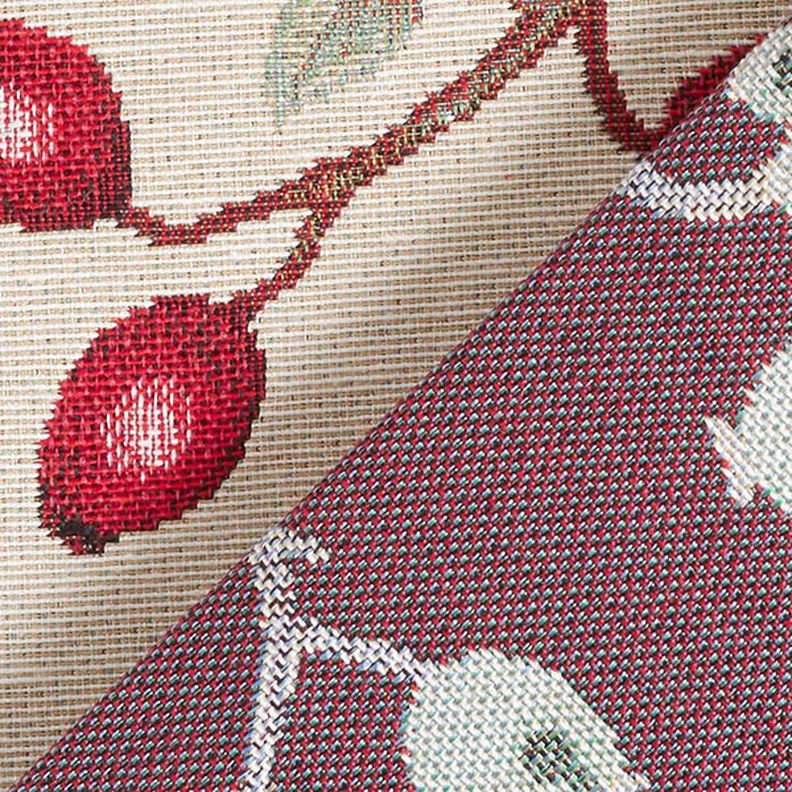 Tissu de décoration Gobelin Églantier – beige clair/rouge, image number 5