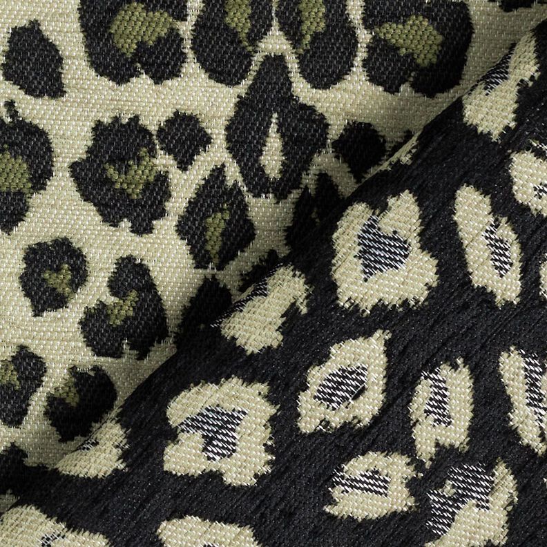Tissu de revêtement Jacquard Léopard – taupe/kaki,  image number 4