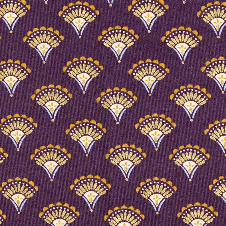 Velours milleraies Éventails à paillettes – aubergine,  image number 1