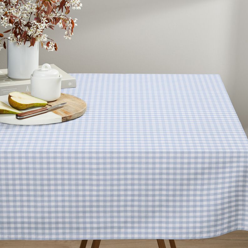 Tissu en coton Vichy à carreaux 1 cm – jean bleu clair/blanc,  image number 7