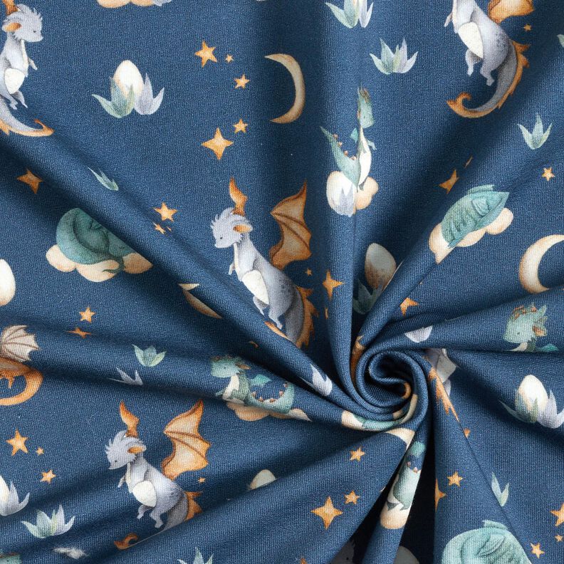 French Terry Sweat d’été jolis dragons Impression numérique – gris bleu,  image number 3