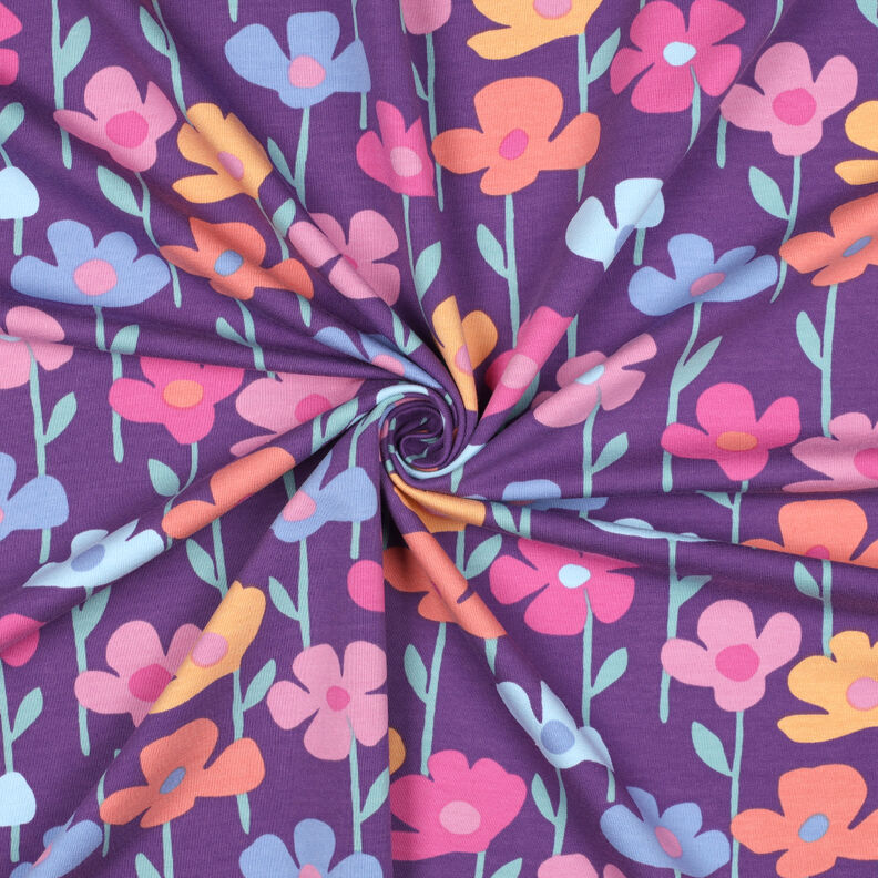 French Terry Sweat d’été Fleurs colorées | Poppy Fabrics – lilas rouge,  image number 3