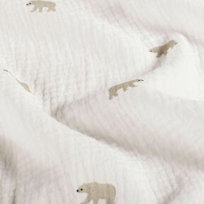 Tissu double gaze de coton ours blanc – blanc, 