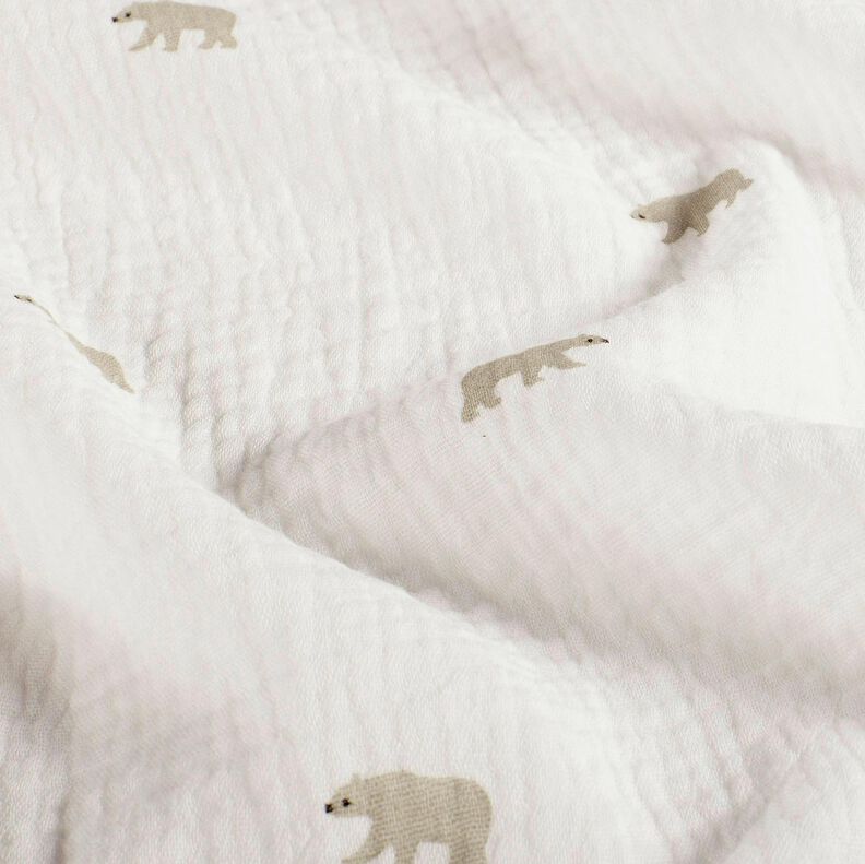 Tissu double gaze de coton ours blanc – blanc, image number 2
