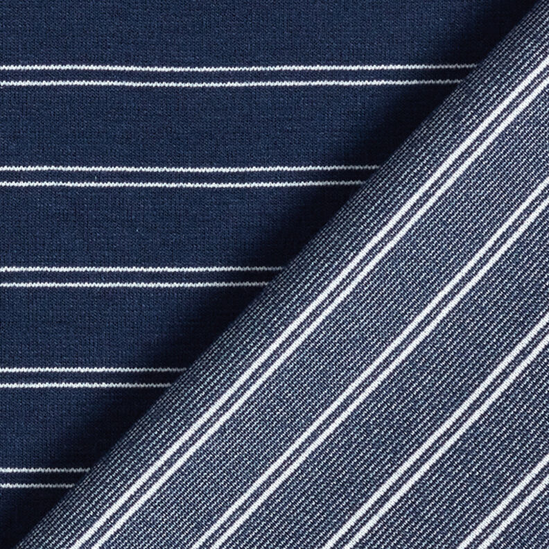 Jersey polyester Rayures – bleu nuit,  image number 4