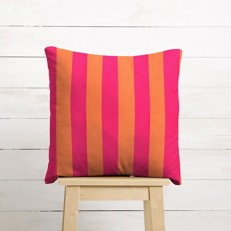Tissu de décoration Semi-panama Grandes rayures – rose intense/orange,  image number 10