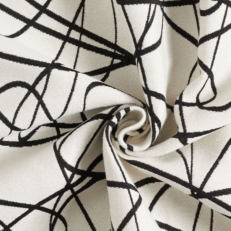Tissu de décoration Jacquard Lignes abstraites – ivoire/noir, image number 4