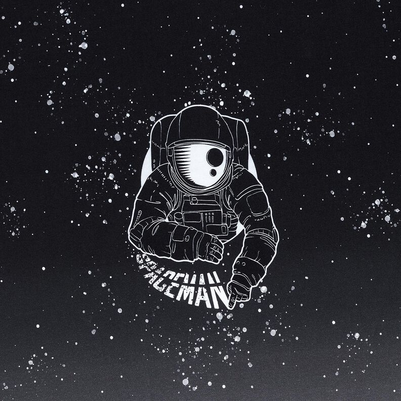 French Terry Panel Spaceman | Glitzerpüppi – noir/blanc,  image number 7