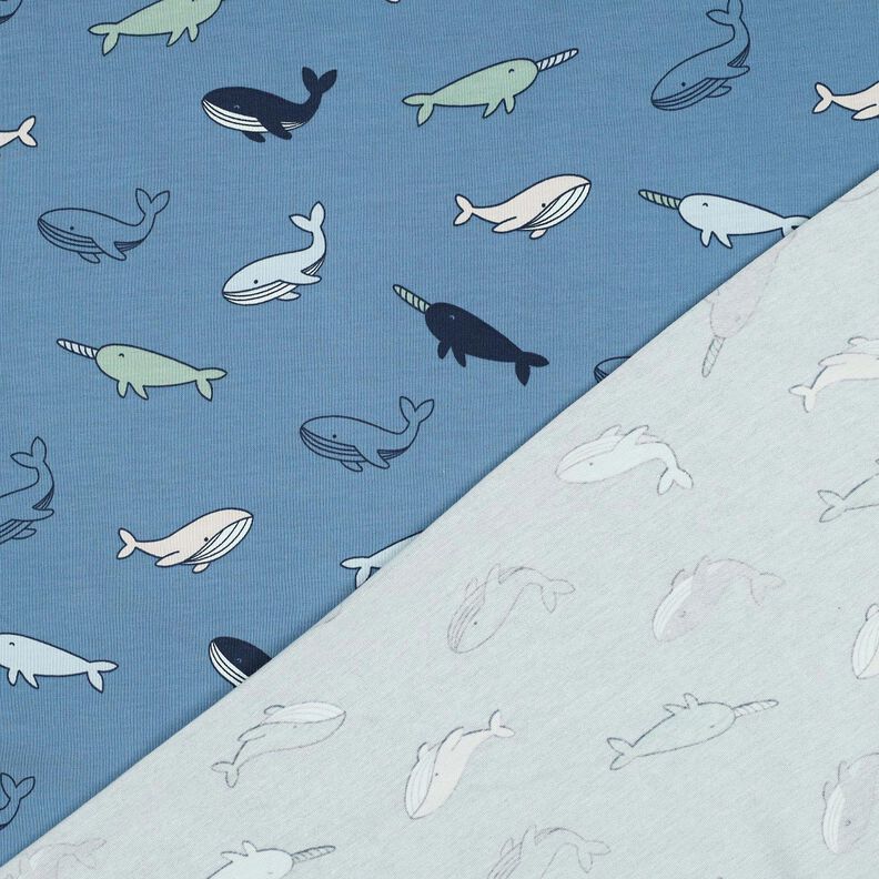 Jersey coton Jolies baleines | Poppy Fabrics – gris bleu/bleu marine,  image number 4