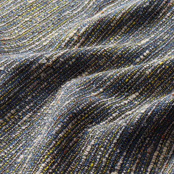 Tissu polyester aspect bouclé avec lurex – noir/jaune,  image number 2