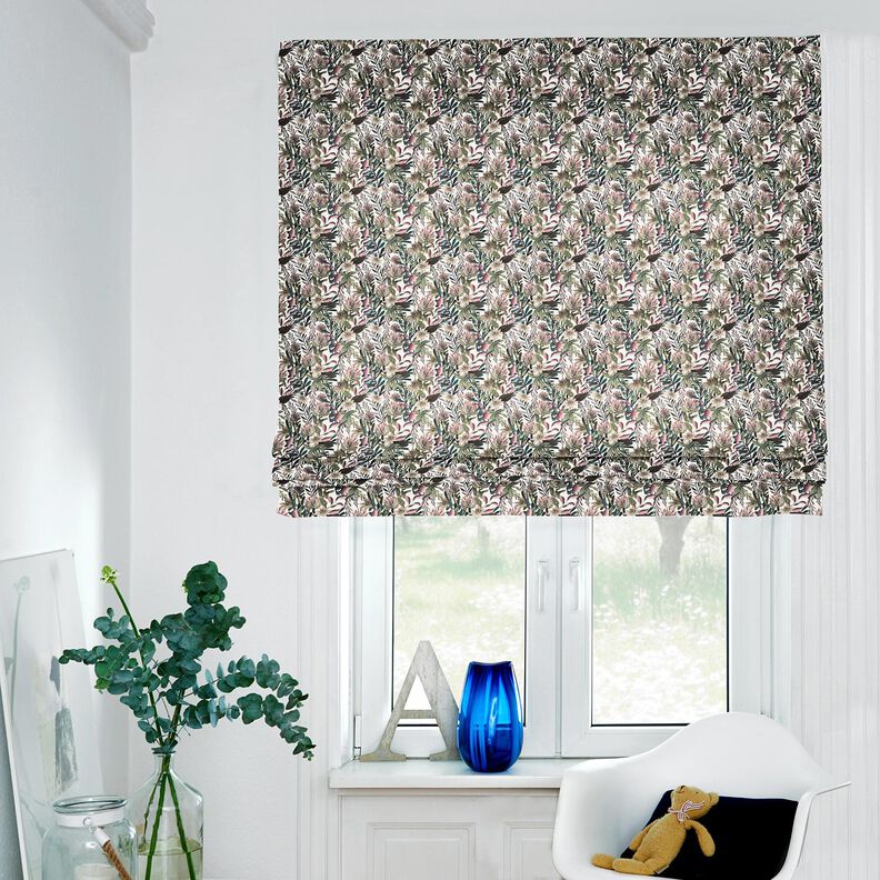 Tissu de d&eacute;coration Canvas fleurs artistiques &ndash; ivoire/pin fonc&eacute;,  image number 5