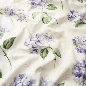 Tissu de décoration Panama Hortensias – ivoire/lilas, 