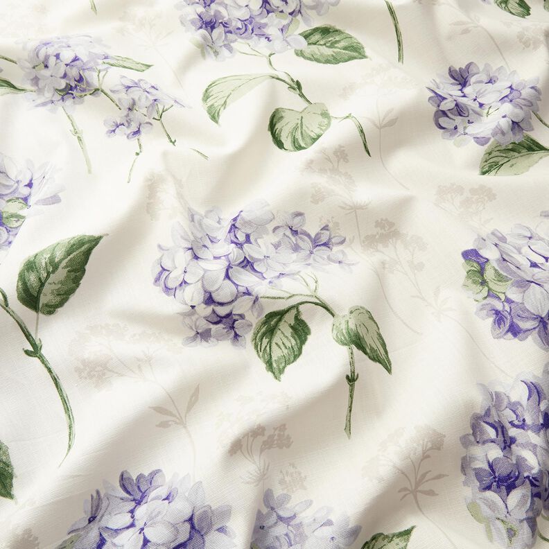 Tissu de décoration Panama Hortensias – ivoire/lilas, image number 2