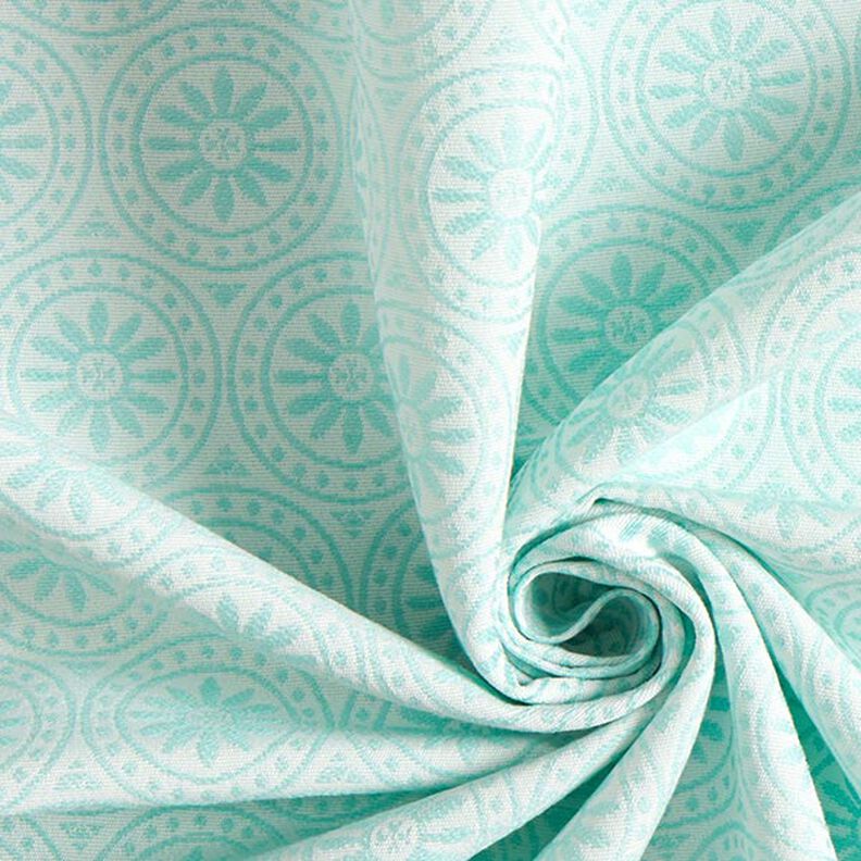 Tissu d'extérieur Jacquard Ornements cercle – menthe/écru,  image number 3