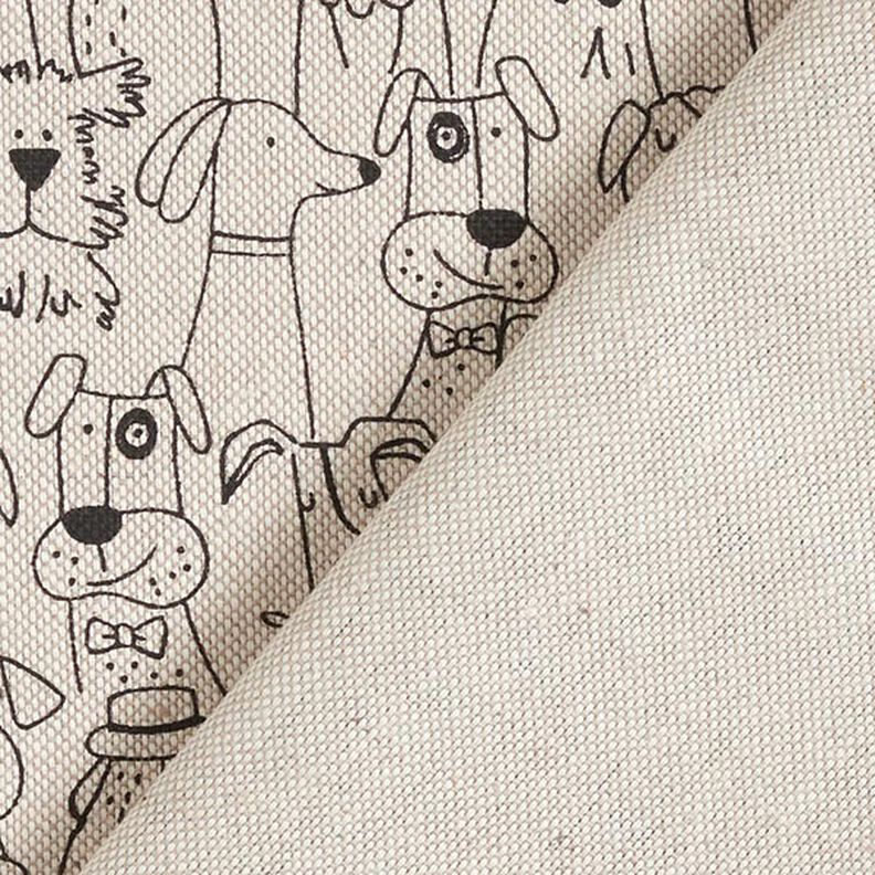 Tissu de décoration Semi-panama Chiens de dessin animé – noir/nature,  image number 4