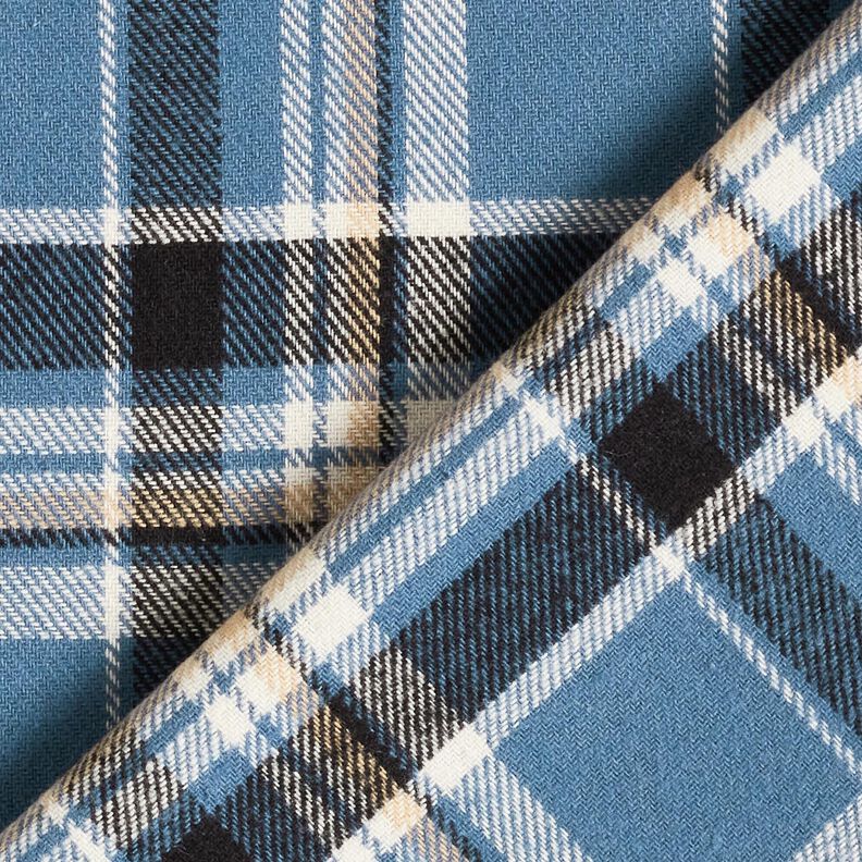 Flanelle coton Carreaux – bleu jean/noir, image number 4