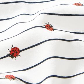 Jersey coton Rayures et coccinelles – écru | Reste 50cm, 