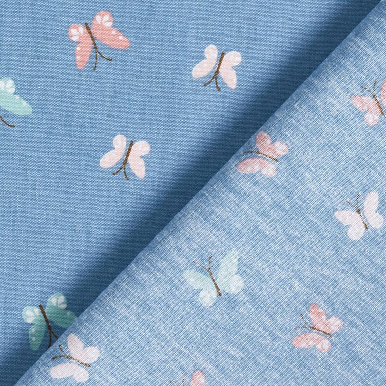 GOTS Popeline coton Papillons – bleu brillant, image number 4