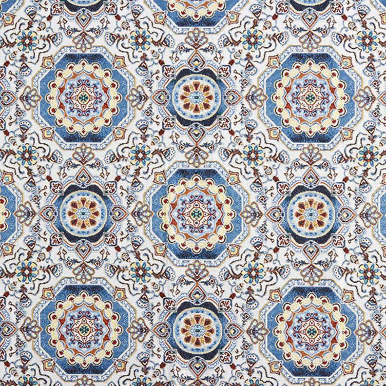 Tissu de décoration Gobelin Mandala oriental – bleu/ivoire,  image number 1