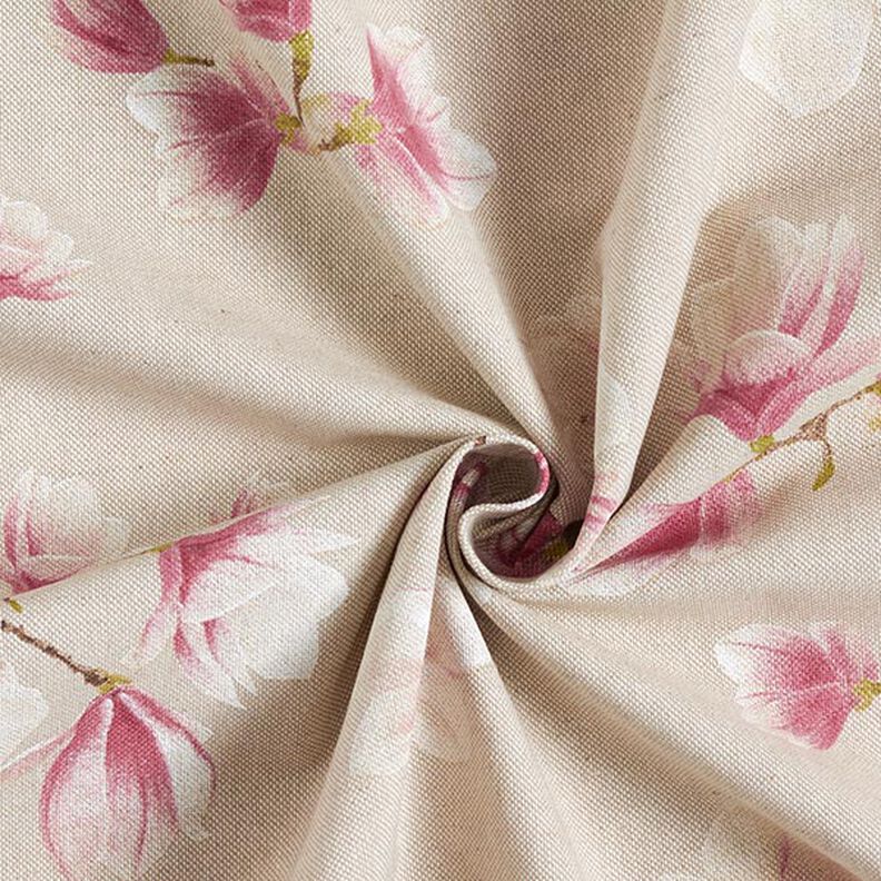 Tissu de décoration Semi-panama Fleur de magnolia – mauve/nature, image number 3