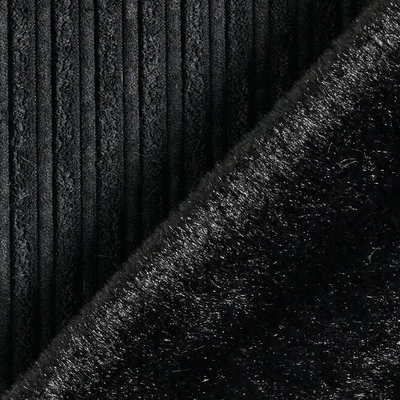 Velours côtelé avec envers fausse fourrure – noir,  image number 4