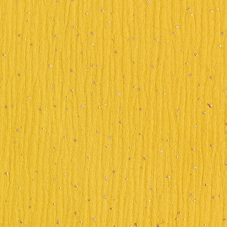 Tissu double gaze de coton taches dorées éparses – curry/or,  image number 1