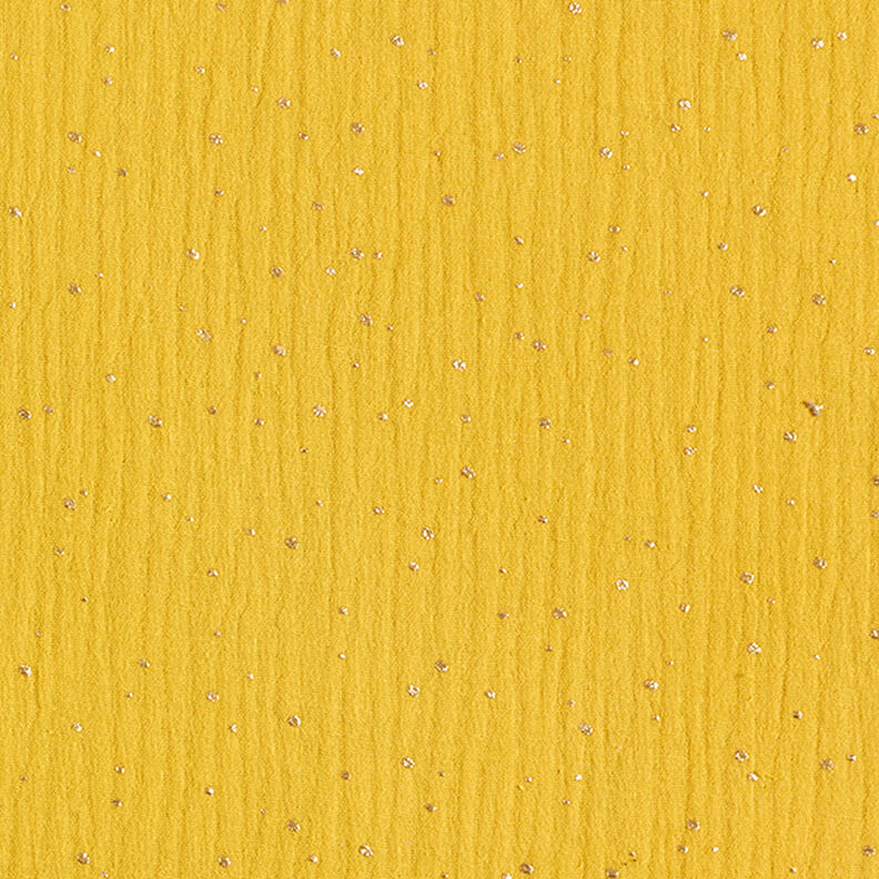 Tissu double gaze de coton taches dorées éparses – curry/or,  image number 1