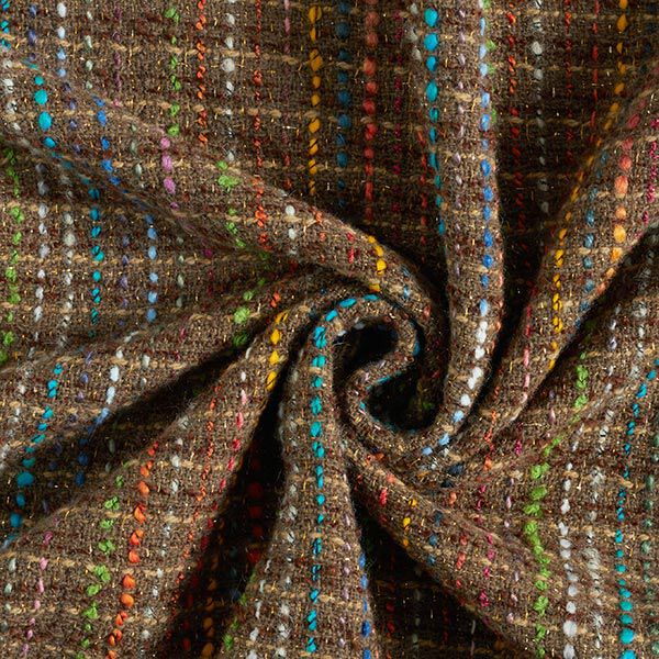 Bouclé en laine vierge mélangée Rayures colorées & lurex – marron moyen,  image number 5