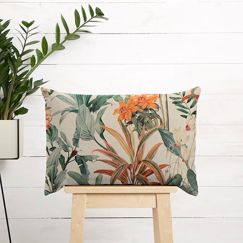 Tissu de décoration Semi-panama perroquet de la jungle – nature/vert,  image number 7