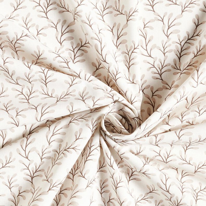 Popeline coton Branches de feuilles – blanc/anémone,  image number 3