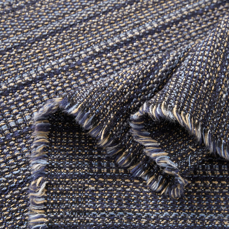 Tissu pour manteau Fil scintillant texturé – bleu nuit/dune,  image number 3