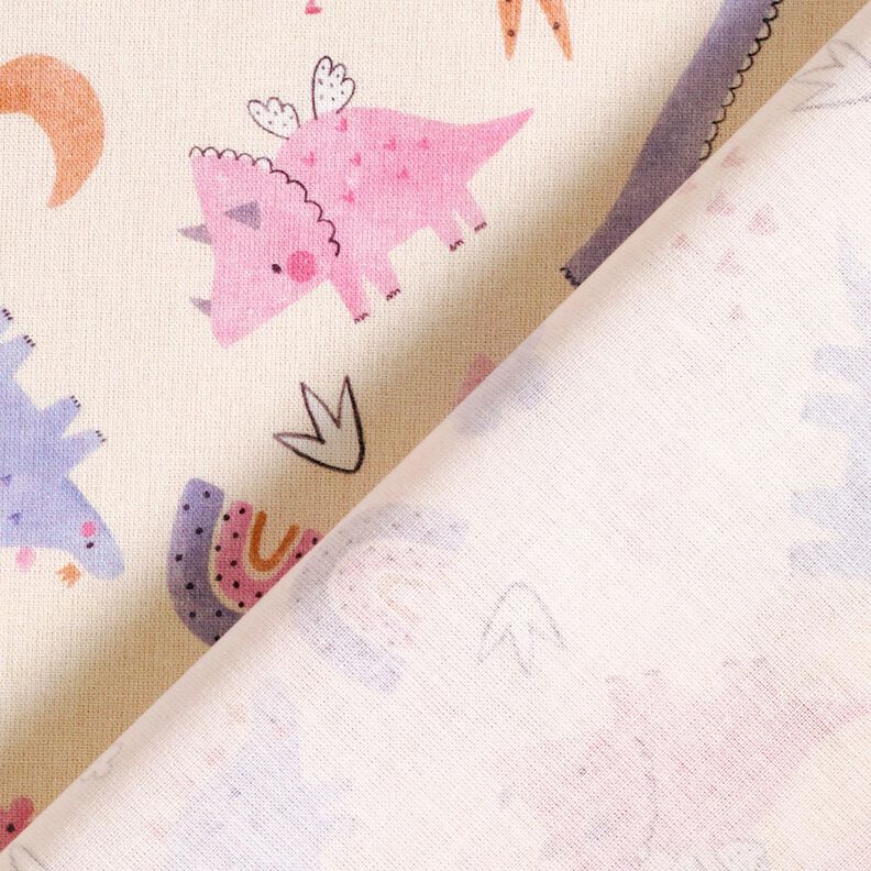 Popeline coton Princesses dinosaures Impression numérique – beige clair,  image number 4