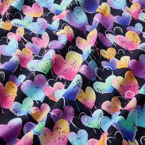 Jersey coton Cœurs multicolores | Glitzerpüppi – noir, 