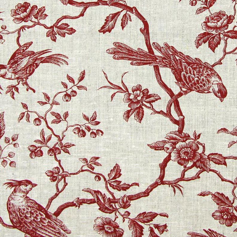 Lin de décoration Oiseaux – carmin,  image number 1
