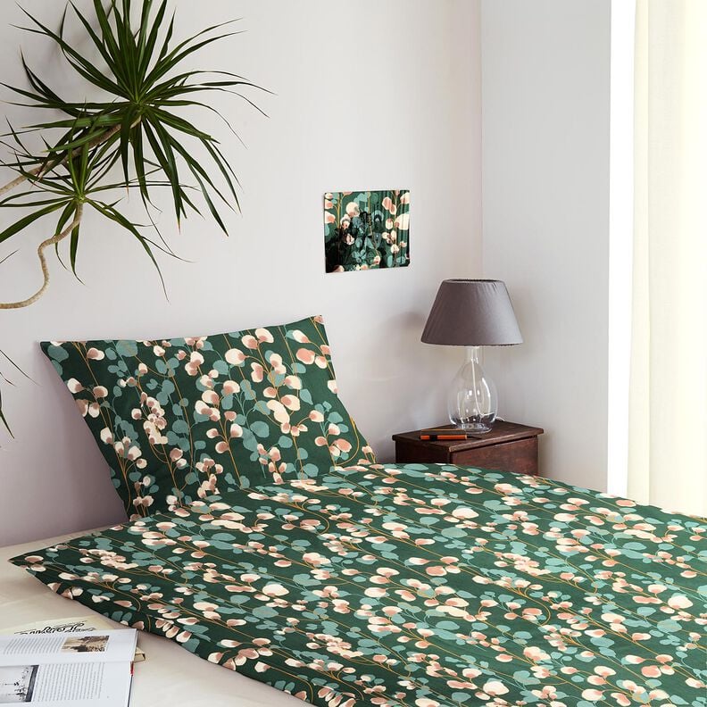 Satin de coton plantes grimpantes &ndash; vert fonc&eacute;/sable,  image number 6