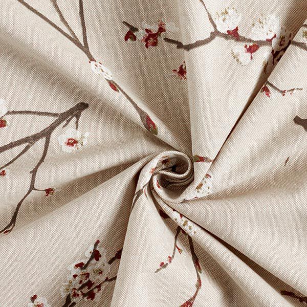 Tissu de décoration Semi-panama fleur de cerisier japonais – nature/bordeaux,  image number 4